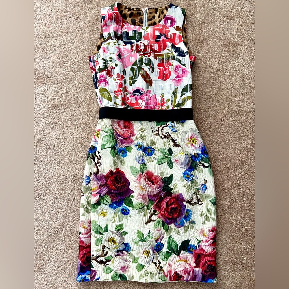 Dolce & Gabbana Floral Jacquard Sleeveless Wool Blend Silk Sheath Dress - Picture 2 of 10